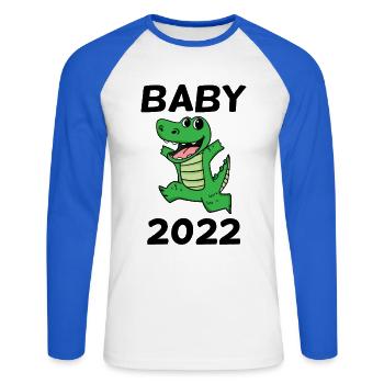 Baby 2022 - Neugeborenes 2022 Baby Geschenk - Unisex Baseballshirt langarm - Weiß/Royalblau - Vorne - Nik (191cm)