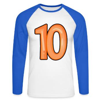 Numéro 10 - T-shirt baseball manches longues Homme - blanc/bleu royal - Devant - Nik (191cm)