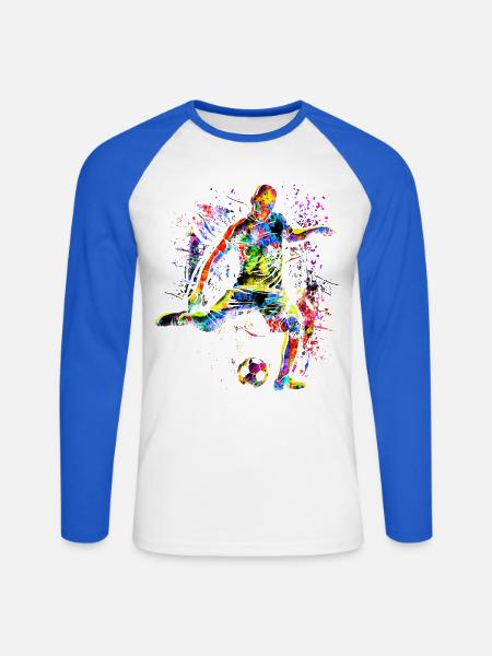 Ich liebe Fussball - Fussballspieler Fussballfans - Unisex Baseballshirt langarm - Weiß/Royalblau