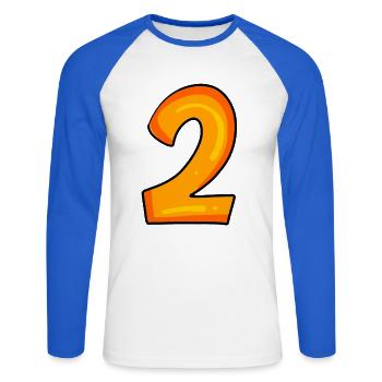 2 - Unisex Baseballshirt langarm - Weiß/Royalblau - Vorne - Nik (191cm)
