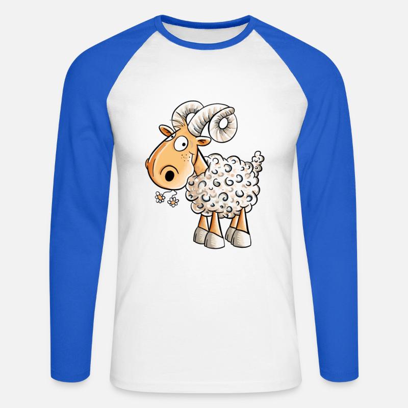 Felice Ram I Pecora Capra I Pecora - Maglia da baseball a manica lunga da uomo - bianco/blu royal