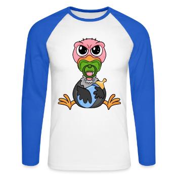Baby Geier - Unisex Baseballshirt langarm - Weiß/Royalblau - Vorne - Nik (191cm)