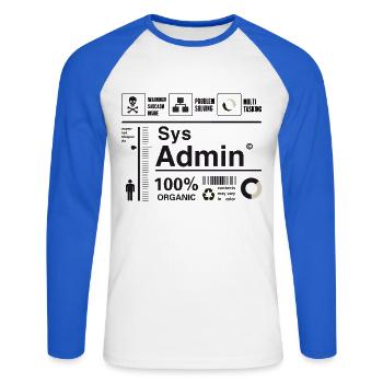 sys admin Computer Nerd pc Kit programmer Humor lo - Unisex Baseballshirt langarm - Weiß/Royalblau - Vorne - Nik (191cm)