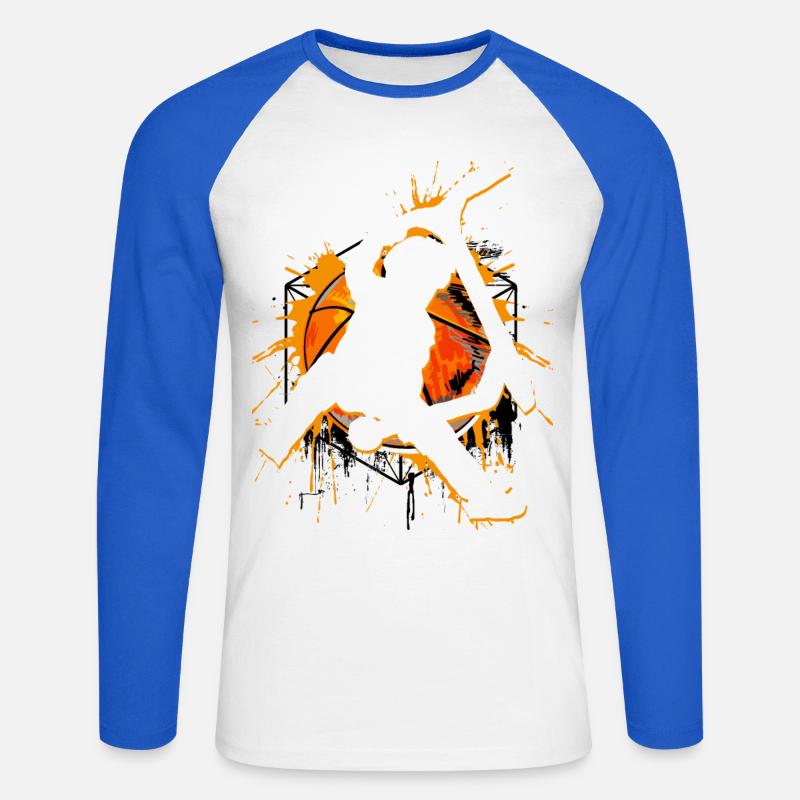 Stunt Scooter - Roller - Stuntscooter - Unisex Baseballshirt langarm - Weiß/Royalblau