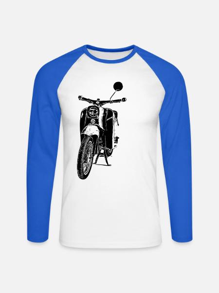 Schwalbe Moped - Unisex Long Sleeve Baseball T-Shirt - white/royal blue