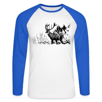 Deer - Unisex Long Sleeve Baseball T-Shirt - white/royal blue - Front - Nik (191cm)