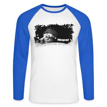Nope - Heute nicht - Unisex Baseballshirt langarm - Weiß/Royalblau - Vorne - Nik (191cm)