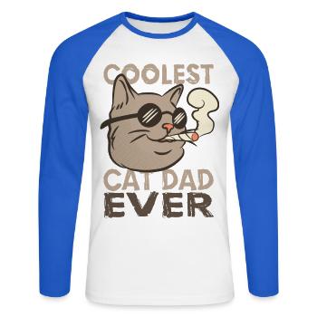 Cat Dad - Unisex Long Sleeve Baseball T-Shirt - white/royal blue - Front - Nik (191cm)