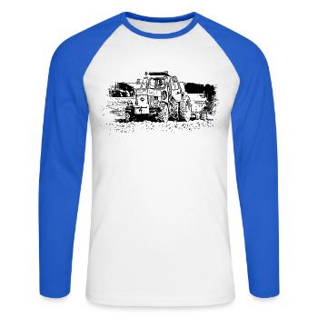 Tracteur Fortschritt ZT 303 E - T-shirt baseball manches longues Homme - blanc/bleu royal - Devant - Nik (191cm)