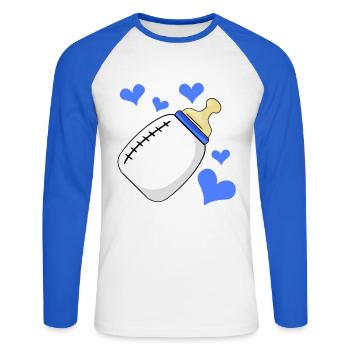 Milk bottle Boy pregnant birth - Unisex Long Sleeve Baseball T-Shirt - white/royal blue - Front - Nik (191cm)