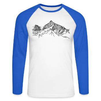 Walliser Weisshorn, Suisse, Alpes, Montagnes, 4000m - T-shirt baseball manches longues Homme - blanc/bleu royal - Devant - Nik (191cm)