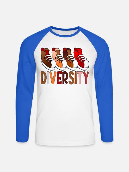 Diversity-Schuhe - Unisex Baseballshirt langarm - Weiß/Royalblau