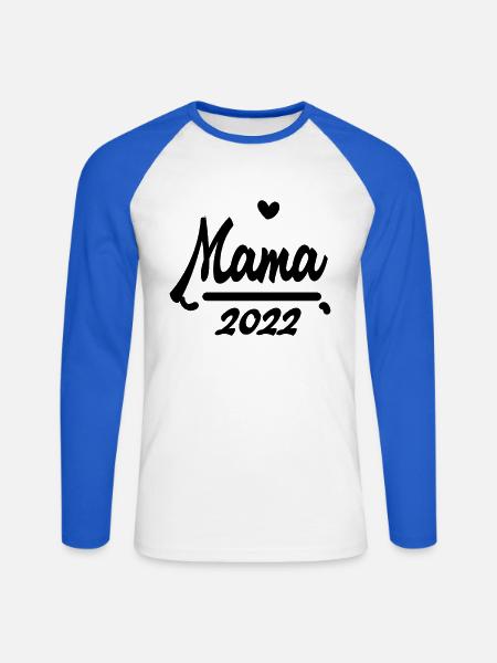 Mama 2022 - Werdende Mutter 2022 - Unisex Baseballshirt langarm - Weiß/Royalblau