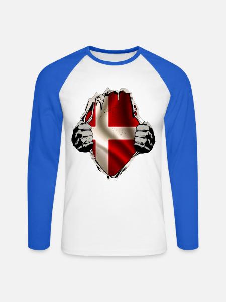 Denmark under the shirt - Unisex Long Sleeve Baseball T-Shirt - white/royal blue