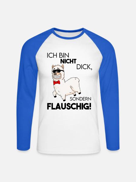 Alpaka - Ich bin nicht dick - Unisex Baseballshirt langarm - Weiß/Royalblau