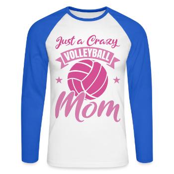 Drôle de maman de volleyball - T-shirt baseball manches longues Homme - blanc/bleu royal - Devant - Nik (191cm)