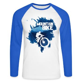 Mountain Bike white blue - Unisex Long Sleeve Baseball T-Shirt - white/royal blue - Front - Nik (191cm)