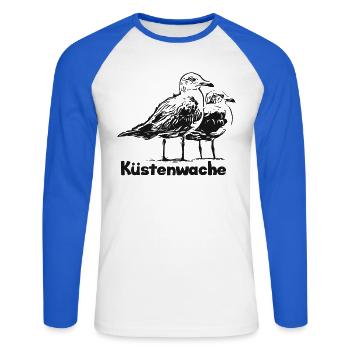 Küstenwache - Unisex Baseballshirt langarm - Weiß/Royalblau - Vorne - Nik (191cm)
