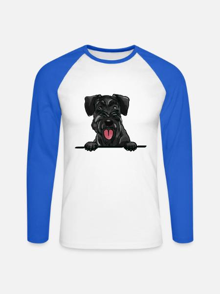 Riesenschnauzerhund für spähende Hundeliebhaber - Unisex Baseballshirt langarm - Weiß/Royalblau