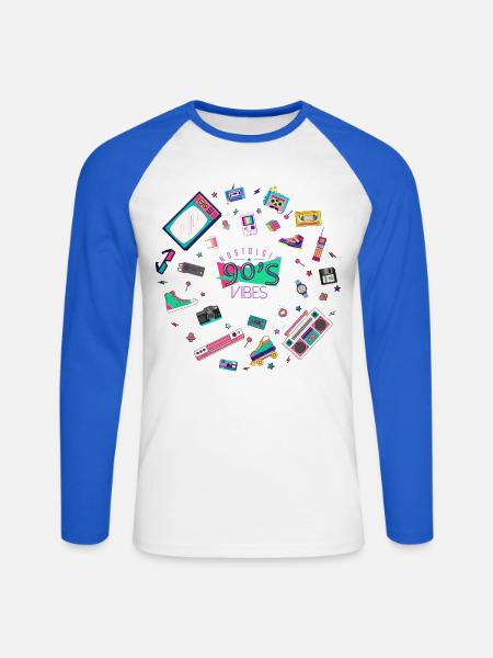 Nostalgic 90s vibes - Unisex Long Sleeve Baseball T-Shirt - white/royal blue