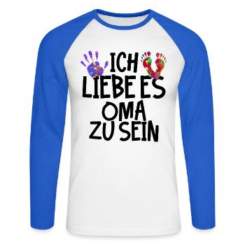 Rentnerin Oma Statement Alte Frau Großmutter - Unisex Baseballshirt langarm - Weiß/Royalblau - Vorne - Nik (191cm)