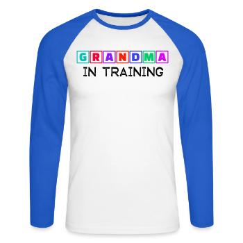 Humorvoll Statement Großmutter Oma Alte Frau - Unisex Baseballshirt langarm - Weiß/Royalblau - Vorne - Nik (191cm)