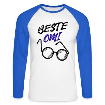 Oma Großmutter Beste Omi Brille Statement - Unisex Baseballshirt langarm - Weiß/Royalblau - Vorne - Nik (191cm)