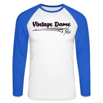 Grandmother Old Woman Vintage Grandma Statement - Unisex Long Sleeve Baseball T-Shirt - white/royal blue - Front - Nik (191cm)