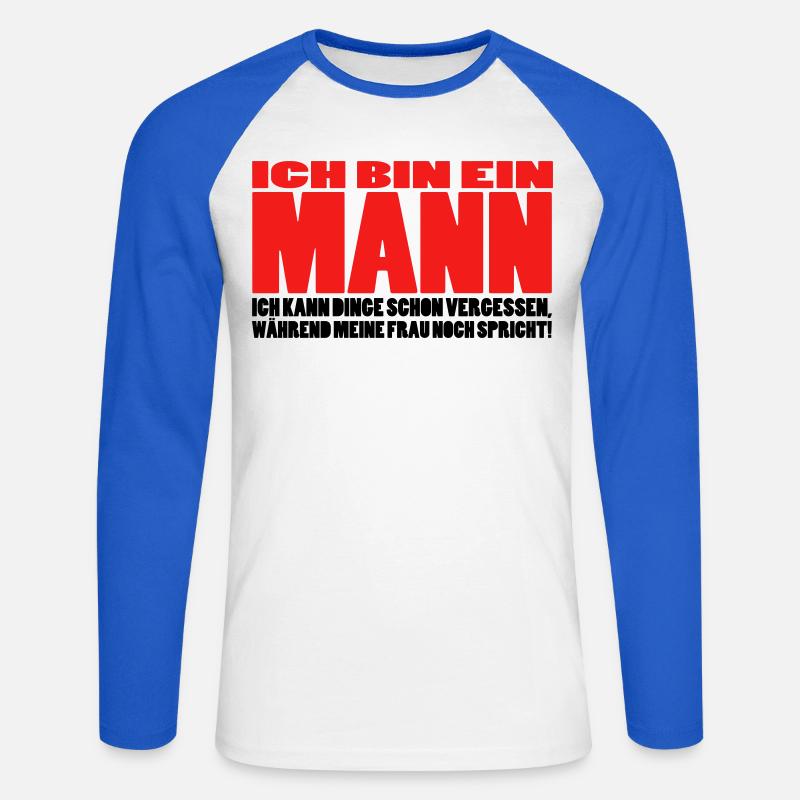 mann spruch witzig männer ehemann ehe - Unisex Baseballshirt langarm - Weiß/Royalblau