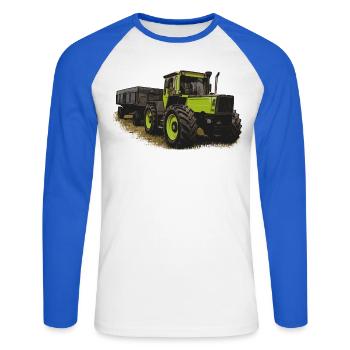MB trac 1600 turbo with trailer - Unisex Long Sleeve Baseball T-Shirt - white/royal blue - Front - Nik (191cm)