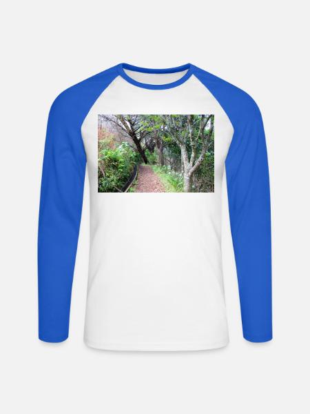 Madeira Portugal Poster - Unisex Long Sleeve Baseball T-Shirt - white/royal blue