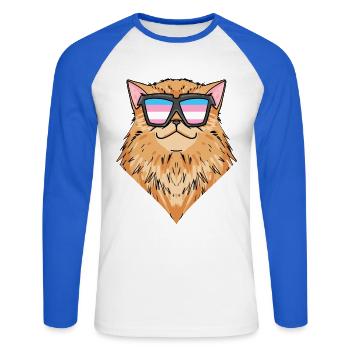 Transgender Transsexuell Perserkatze Katze - Unisex Baseballshirt langarm - Weiß/Royalblau - Vorne - Nik (191cm)