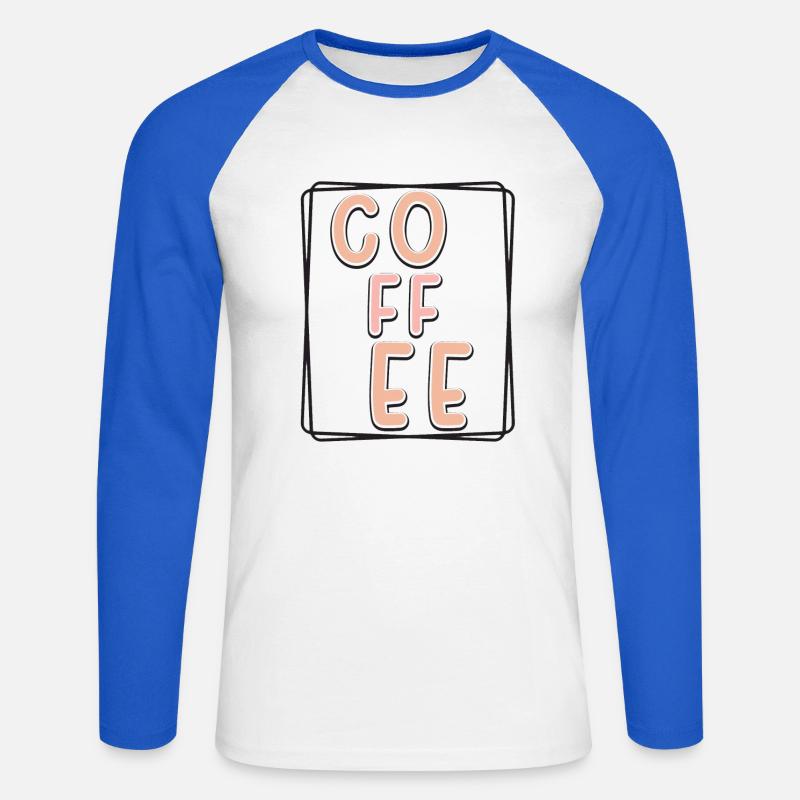 Kaffee Typo Panel - Unisex Baseballshirt langarm - Weiß/Royalblau