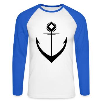 Ancre Noire - T-shirt baseball manches longues Homme - blanc/bleu royal - Devant - Nik (191cm)