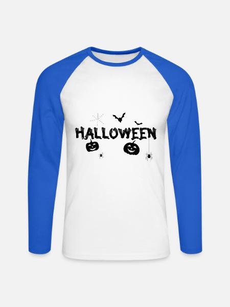 Halloween - Unisex Baseballshirt langarm - Weiß/Royalblau