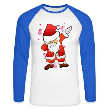 Dabbing Nicholas - T-shirt baseball manches longues Homme - blanc/bleu royal - Devant - Nik (191cm)