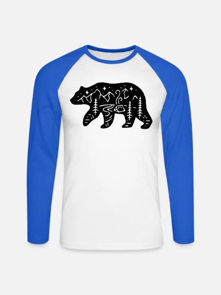 Schwarzbären-Totem der Natur - Unisex Baseballshirt langarm - Weiß/Royalblau