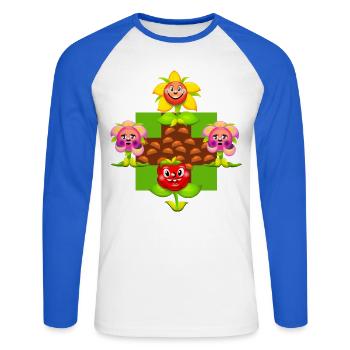 Jardinier amateur - T-shirt baseball manches longues Homme - blanc/bleu royal - Devant - Nik (191cm)