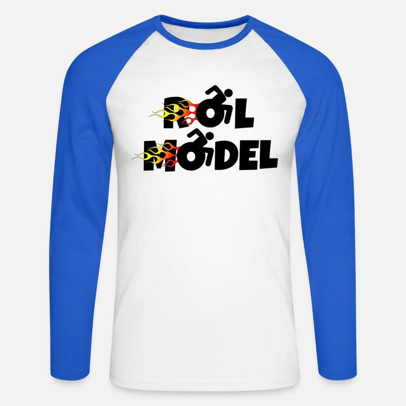 Jeder Rollstuhlfahrer ist ein Vorbild * - Unisex Baseballshirt langarm - Weiß/Royalblau
