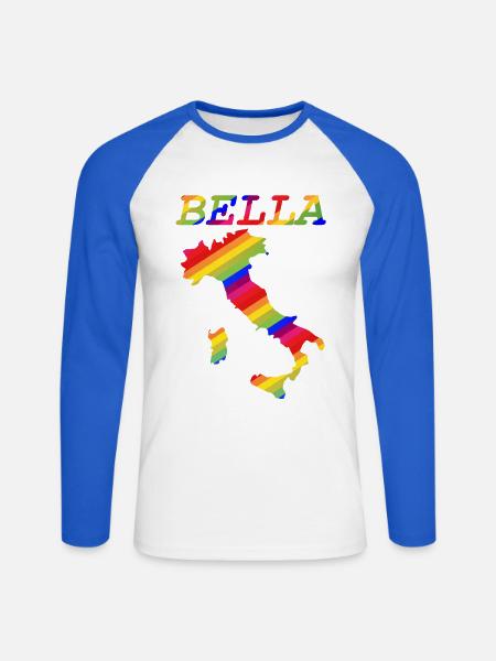 Bella Italia Pride Rainbow - Unisex Baseballshirt langarm - Weiß/Royalblau