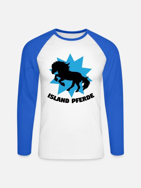 Reiten Islandpferde Haflinger Statement Pferde - Unisex Baseballshirt langarm - Weiß/Royalblau