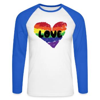 Heart Love Lgbt Relationship Saying Homosexual - Unisex Long Sleeve Baseball T-Shirt - white/royal blue - Front - Nik (191cm)