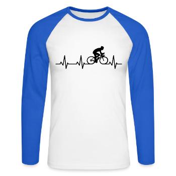 Radfahrer Herzlinie - Unisex Baseballshirt langarm - Weiß/Royalblau - Vorne - Nik (191cm)