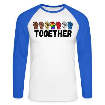Proud Lgbt Saying Pride Gay Relationship Gay - Unisex Long Sleeve Baseball T-Shirt - white/royal blue - Front - Nik (191cm)