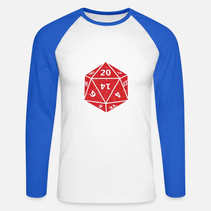Dungeons Dice RPG Dragons ECCO COME ROTOLO - Maglia da baseball a manica lunga da uomo - bianco/blu royal