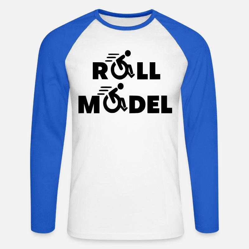 Jeder Rollstuhlfahrer ist ein Vorbild * - Unisex Baseballshirt langarm - Weiß/Royalblau