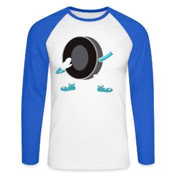 Eishockey - Unisex Long Sleeve Baseball T-Shirt - white/royal blue - Front - Nik (191cm)