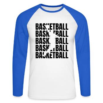 Basketballspieler - Unisex Baseballshirt langarm - Weiß/Royalblau - Vorne - Nik (191cm)