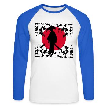 Japon Manga Anime Cosplay de dessin animé japonais - T-shirt baseball manches longues Homme - blanc/bleu royal - Devant - Nik (191cm)