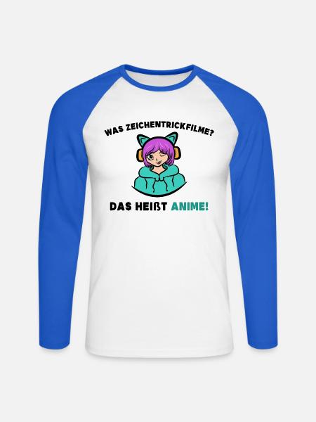 Manga Popkultur Statement Anime Japanisch - Unisex Baseballshirt langarm - Weiß/Royalblau